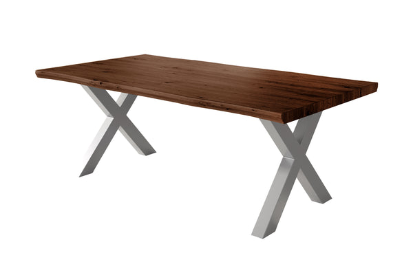#holznussbaum-optik #220x100 #x-gestellsilber