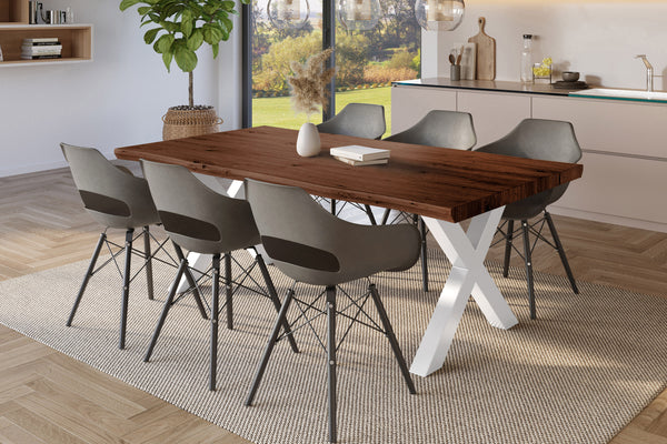 #holznussbaum-optik #180x90 #x-gestellweiß