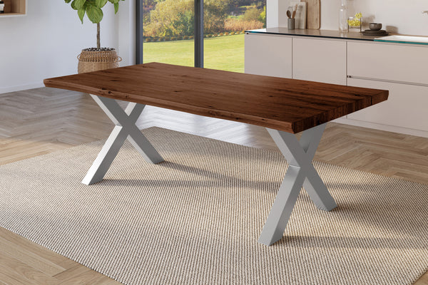#holznussbaum-optik #220x100 #x-gestellsilber