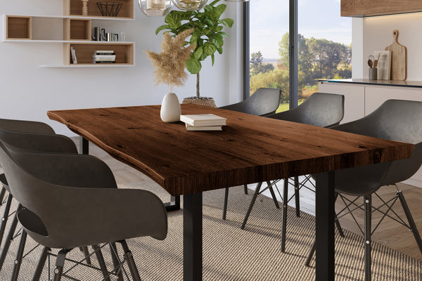 #holznussbaum-optik #220x100 #u-gestellschwarz
