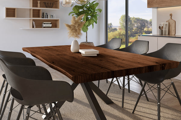 #holznussbaum-optik #220x100 #spider-gestellschwarz