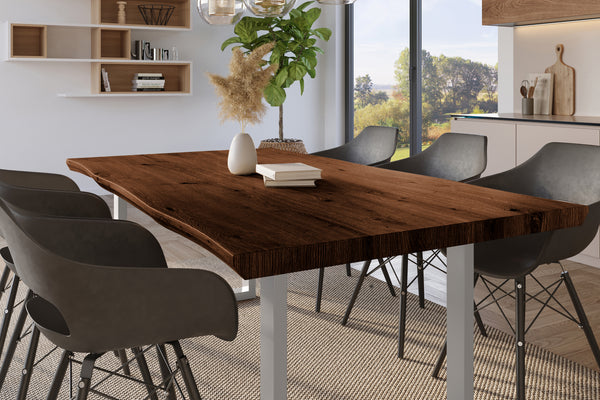 #holznussbaum-optik #220x100 #u-gestellsilber