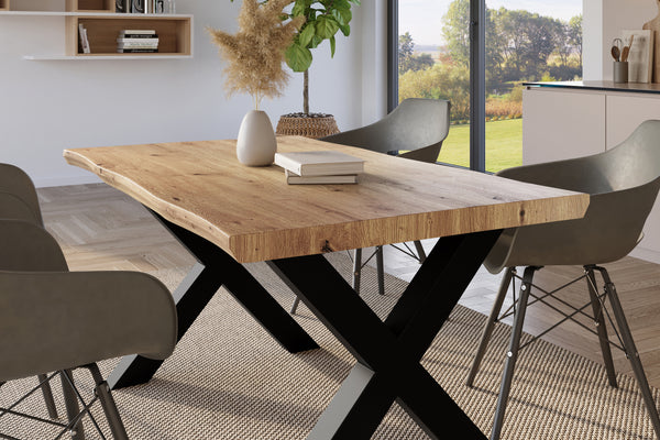 #holzwildeiche-optik #120x80 #x-gestellschwarz