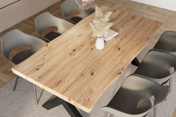 #holzwildeiche-optik #180x90 #x-gestellschwarz