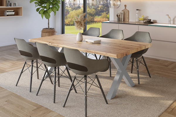 #holzwildeiche-optik #180x90 #x-gestellsilber