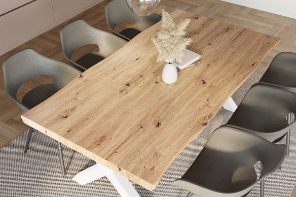 #holzwildeiche-optik #220x100 #x-gestellweiß