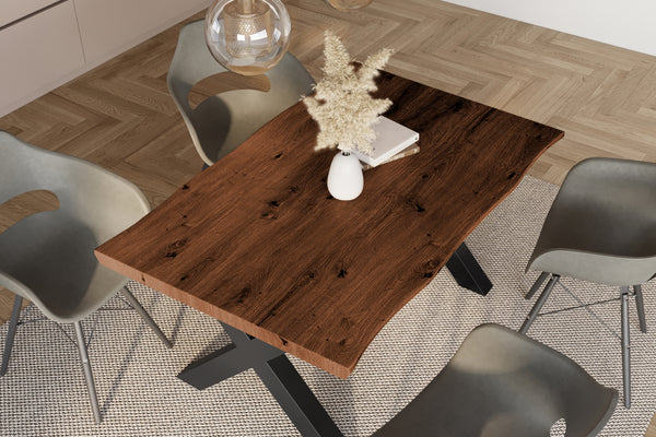 #holznussbaum-optik #120x80 #x-gestellschwarz