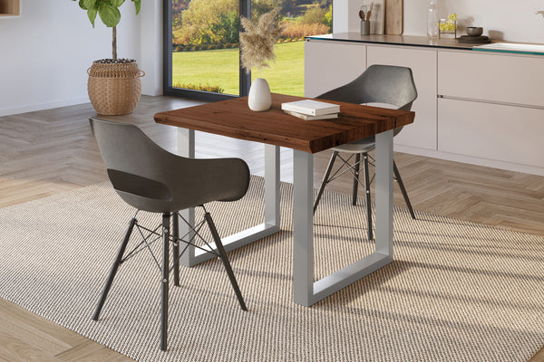 #holznussbaum-optik #80x80 #u-gestellsilber