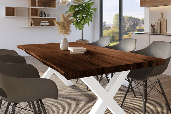 #holznussbaum-optik #220x100 #x-gestellweiß