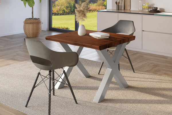 #holznussbaum-optik #80x80 #x-gestellsilber