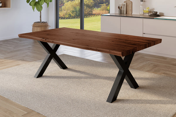 #holznussbaum-optik #180x90 #x-gestellschwarz