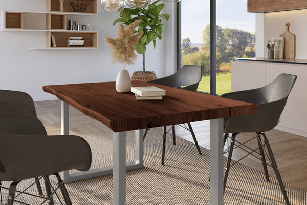 #holznussbaum-optik #120x80 #u-gestellsilber