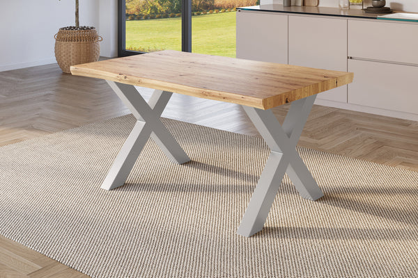 #holzwildeiche-optik #120x80 #x-gestellsilber