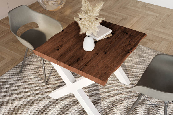 #holznussbaum-optik #80x80 #x-gestellweiß