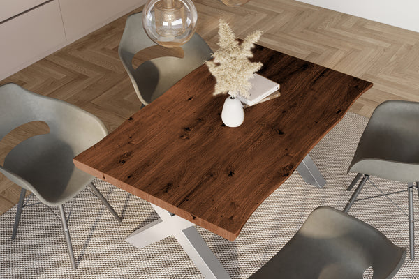 #holznussbaum-optik #140x80 #x-gestellsilber