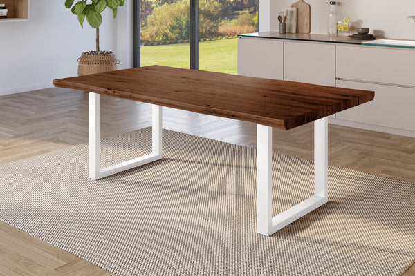 #holznussbaum-optik #220x100 #u-gestellweiß