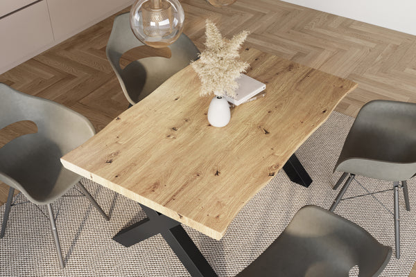#holzwildeiche-optik #120x80 #x-gestellschwarz
