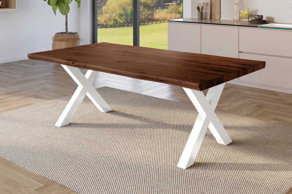 #holznussbaum-optik #180x90 #x-gestellweiß