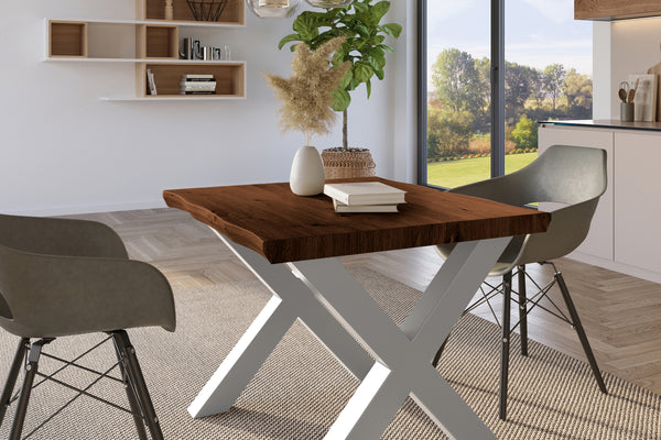 #holznussbaum-optik #80x80 #x-gestellsilber