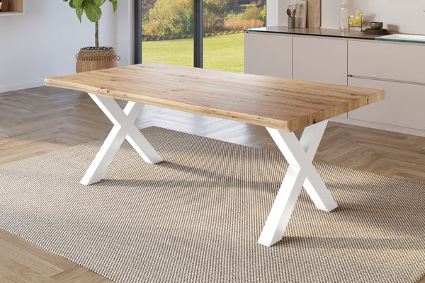 #holzwildeiche-optik #180x90 #x-gestellweiß