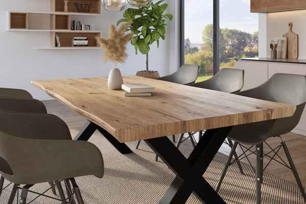 #holzwildeiche-optik #220x100 #x-gestellschwarz