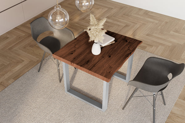 #holznussbaum-optik #80x80 #u-gestellsilber