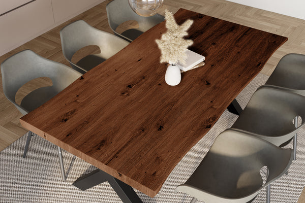 #holznussbaum-optik #220x100 #x-gestellschwarz