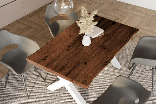 #holznussbaum-optik #120x80 #x-gestellweiß