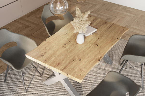 #holzwildeiche-optik #120x80 #x-gestellsilber