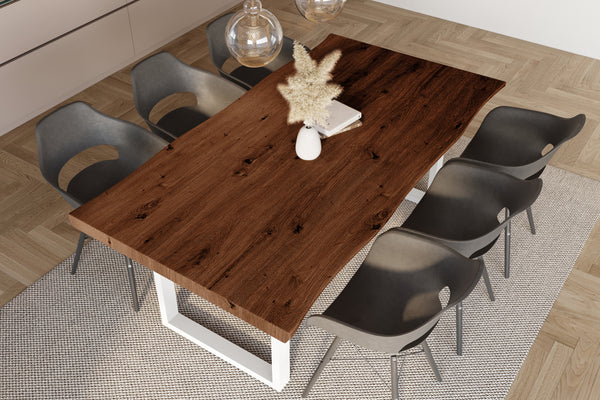 #holznussbaum-optik #220x100 #u-gestellweiß