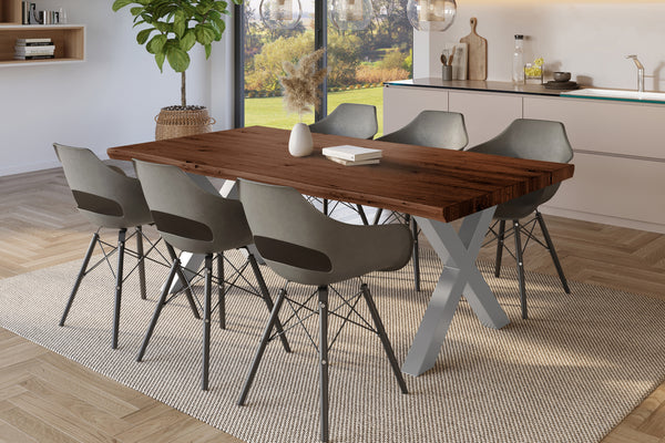 #holznussbaum-optik #180x90 #x-gestellsilber