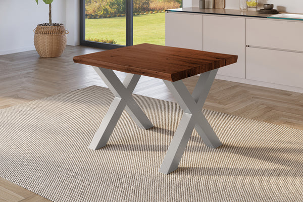 #holznussbaum-optik #80x80 #x-gestellsilber