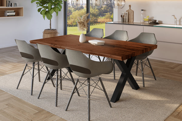 #holznussbaum-optik #180x90 #x-gestellschwarz