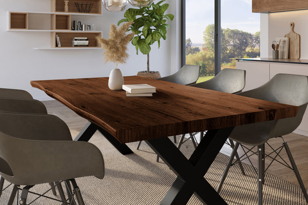 #holznussbaum-optik #220x100 #x-gestellschwarz