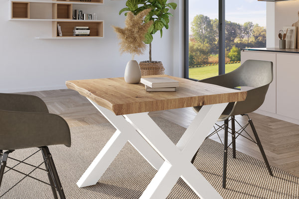 #holzwildeiche-optik #80x80 #x-gestellweiß