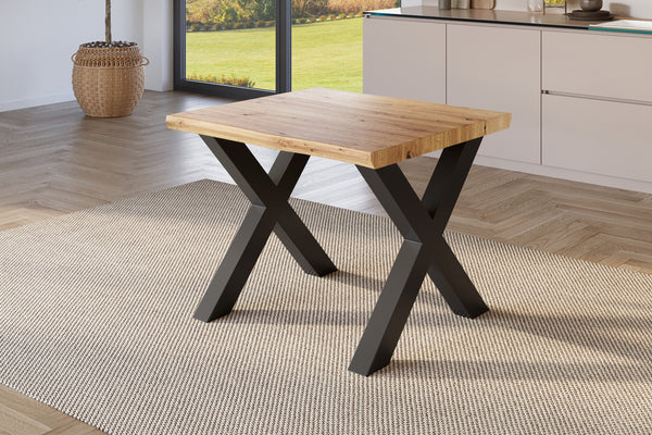 #holzwildeiche-optik #80x80 #x-gestellschwarz